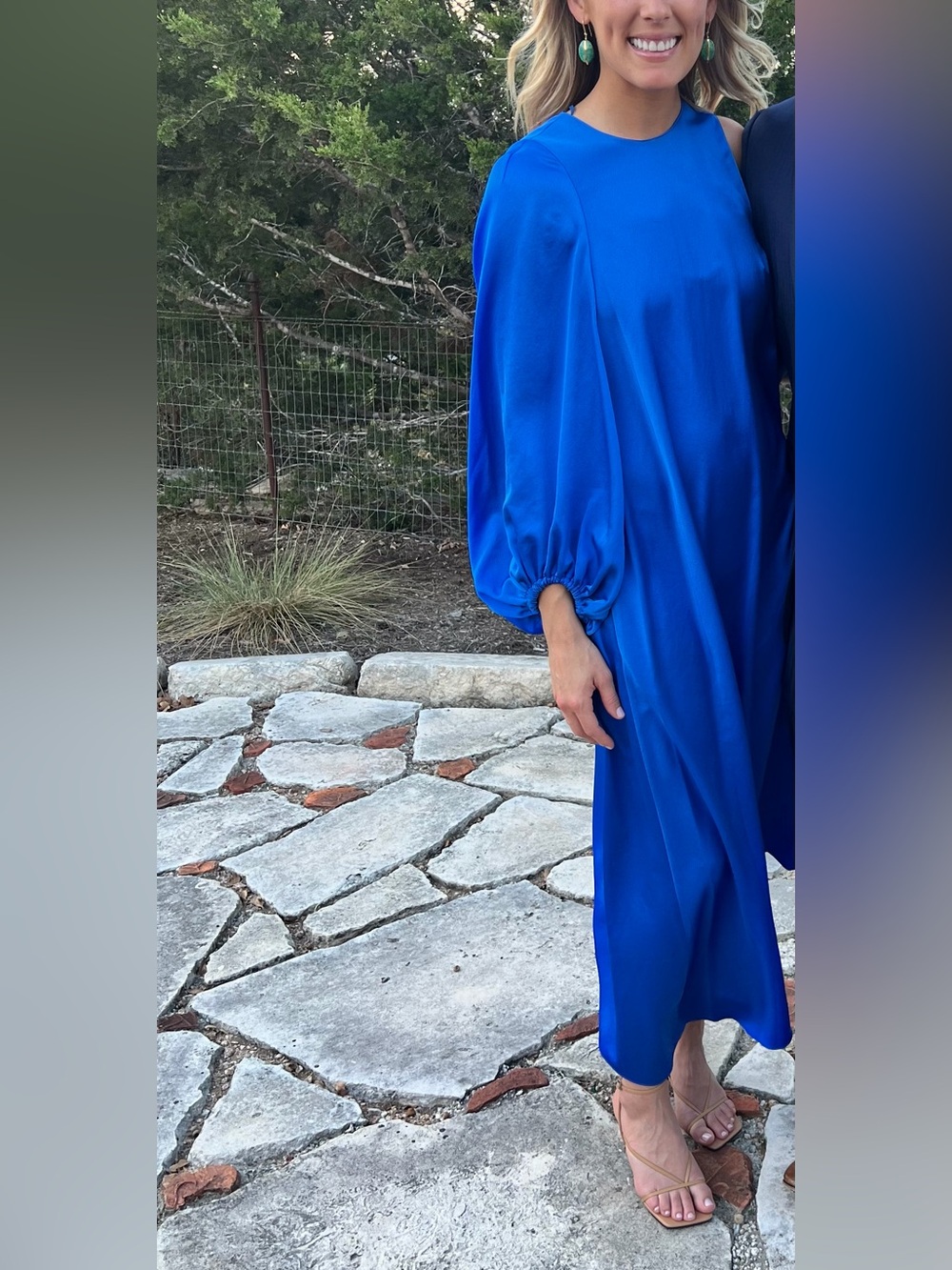 Tibi One-Shoulder Cobalt Blue Satin Evening Dress